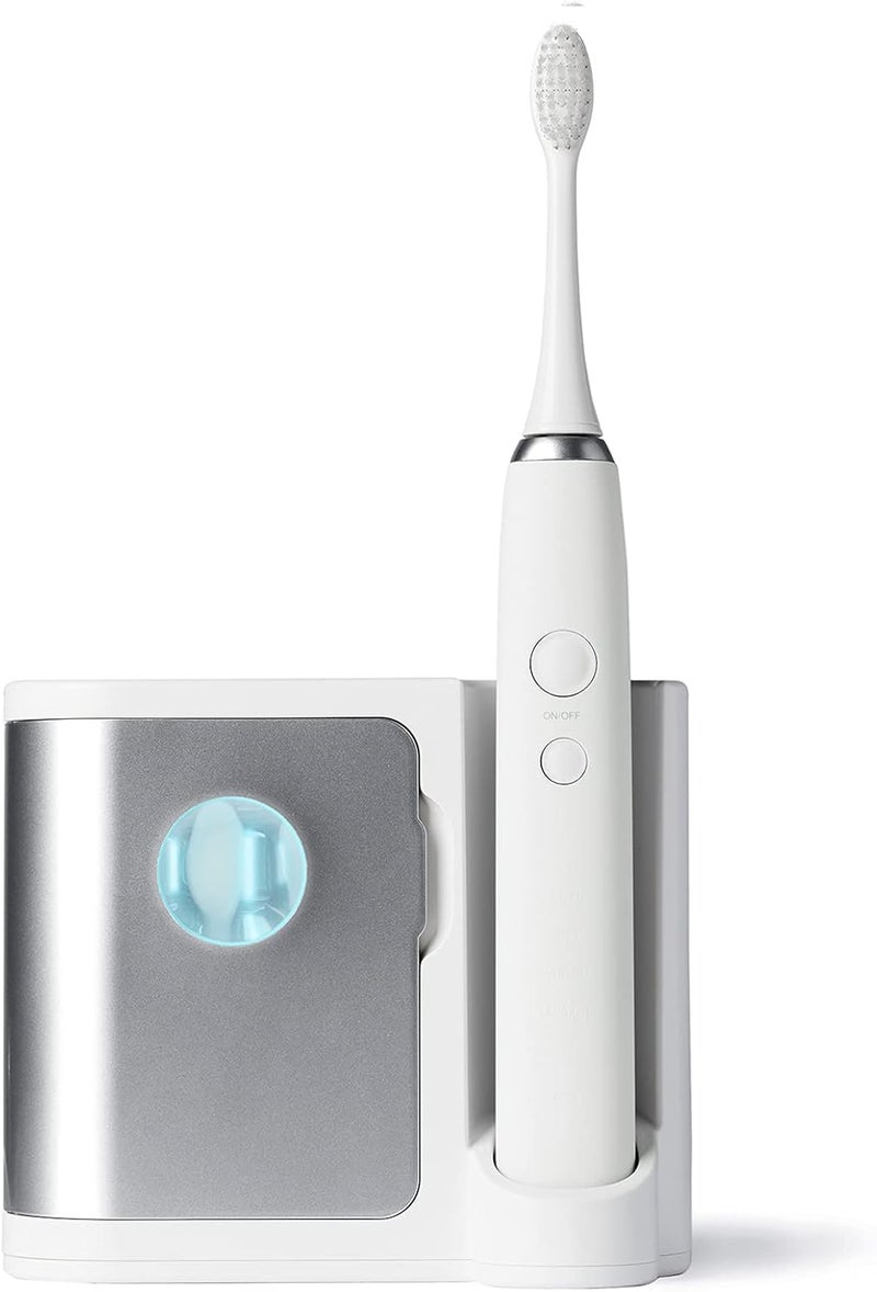 Vanity Planet Elements Ultrasonic Electric Toothbrush - Silver - Advanced Oral Care with UV Sanitizing Charger Base with 3 Replacement Heads - 99.9% Effective Keeping Your Teeth Clean - Image 1